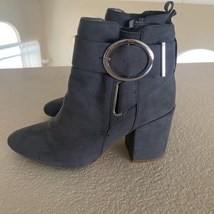 Bluish gray suede boots